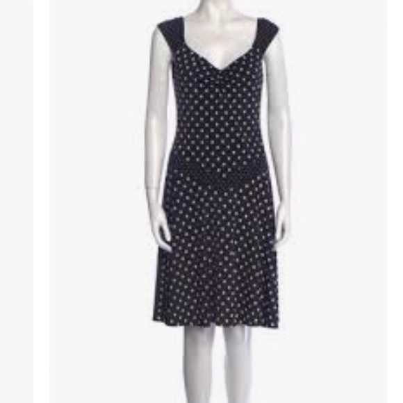 SEARLE Polka Dot Print Off Shoulders Midi Length Dress Sz 10 - Picture 2 of 8